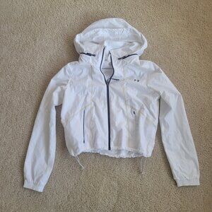 Under Armour White Hooded Windbreaker XS Lightweight Athleisure Jacket